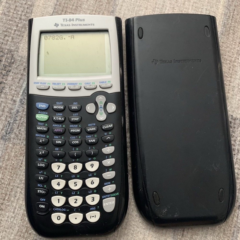Texas Instruments TI-84 Plus Graphing Calculator Black w/ Slipcover Tested Works